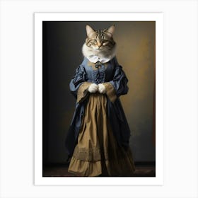 Cat in an old dress 2 Art Print