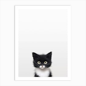 black and white cute cat Art Print