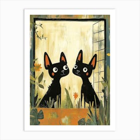 Two Black Cats Canvas Print 1 Art Print