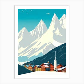 Kitzsteinhorn 2, Austria Midcentury Vintage Skiing Poster Art Print