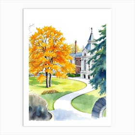 Watercolor College Campus Art Print