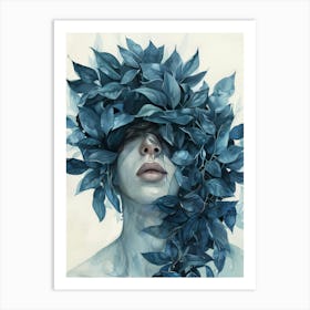 'Blue Leaves' 20 Art Print