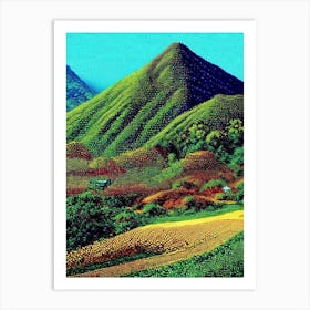 Baliem Valley Indonesia Pointillism Style Tropical Destination Art Print