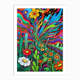 Psychedelic Flower Garden Art Print