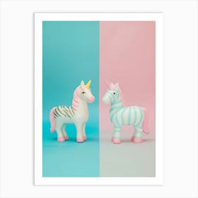 Pastel Zebra Unicorn Friends Art Print