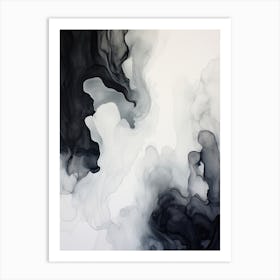 Black And White Flow Asbtract Painting 7 Art Print