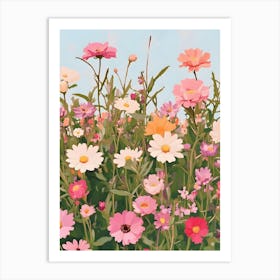 Pink Pastel Flowers Art Print