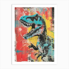 T Rex Dinosaur Chalk Style 2 Art Print