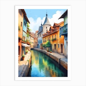 Canal In A Town 1 Art Print