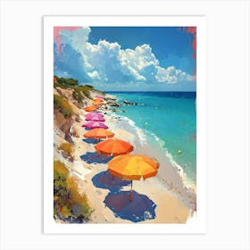 Umbrellas On The Beach 5 Art Print