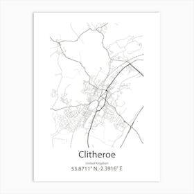 Clitheroe,United Kingdom Minimalist Map Poster