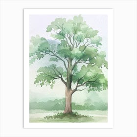 Mahogany Tree Atmospheric Watercolour Painting 3 Art Print