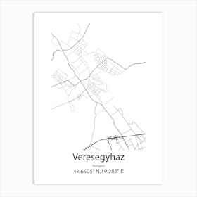 Veresegyhaz,Hungary Minimalist Map Art Print