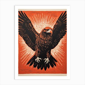 Eagle, Woodblock Animal  Drawing 3 Art Print