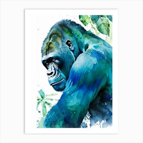 Gorilla Crawling Gorillas Mosaic Watercolour 2 Art Print