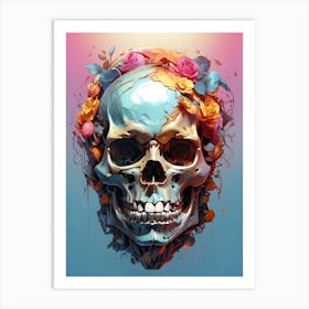 Skull With Flowers 2 Art Print