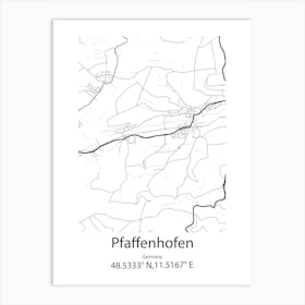 Pfaffenhofen,Germany Minimalist Map Art Print