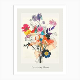 Everlasting Flower 3 Collage Flower Bouquet Poster Art Print