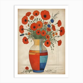 Poppies In A Vase 1 Art Print