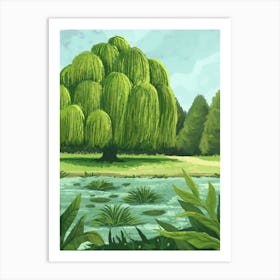 Willow Tree Garden Illustration Art Print