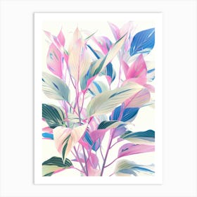 Pink And Blue Leaves Art Print