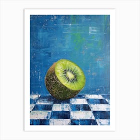 Kiwi Blue Checkerboard 2 Art Print