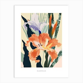 Colourful Flower Illustration Poster Gladiolus 2 Art Print