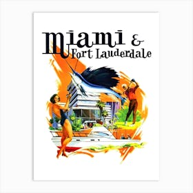 Miami And For Laurdale, Collage Of Tourist Attractions Art Print