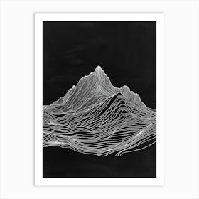 Beinn An Dothaidh Mountain Line Drawing 3 Art Print