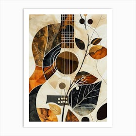 Guitar And Leaves music art Art Print