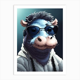 Pixelated Hippo Art Print