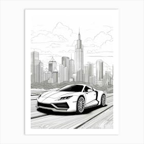 Lamborghini Huracan Line Drawing 2 Art Print