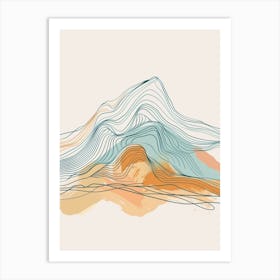 Mount Ossa Australia Color Line Drawing (8) Art Print