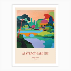 Colourful Gardens Summer Palace China 3 Red Poster Art Print