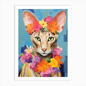 Peterbald Cat With A Flower Crown Painting Matisse Style 1 Art Print