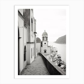 Amalfi Coast, Italy, Black And White Analogue Photograph 2 Art Print