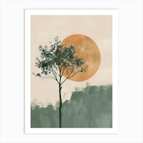 Peach Tree Minimal Japandi Illustration 1 Art Print