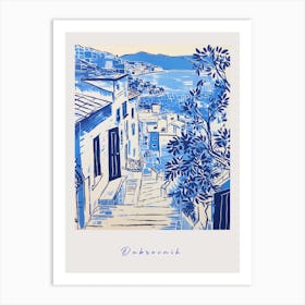 Dubrovnik Croatia 4 Mediterranean Blue Drawing Poster Art Print