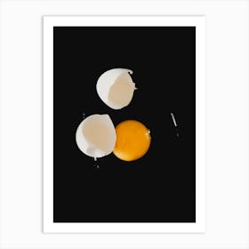 Fried Eggs On A Black Background Art Print