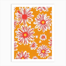 Daisy Floral Print Warm Tones 1 Flower Art Print