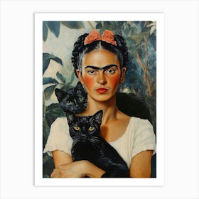 Frida and cats Art Print