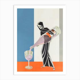 Reaper Pouring Liquor, Scary Vintage Halloween Print Art Print