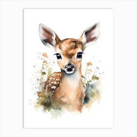 Fawn Watercolour Nursery 1 Art Print