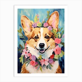 Corgi Portrait With A Flower Crown, Matisse Painting Style 4 Art Print