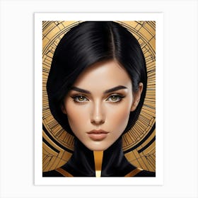 Geometric Woman Portrait Luxury Gold (24) Art Print