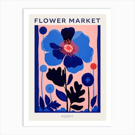 Blue Flower Market Poster Poppy 2 Art Print