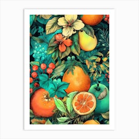 Seamless Pattern With Fruits  nature flora  Art Print