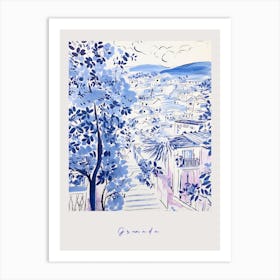 Granada Spain 2 Mediterranean Blue Drawing Poster Art Print