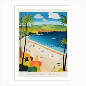 Poster Of Hapuna Beach, Hawaii, Matisse And Rousseau Style 4 Art Print