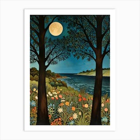 William Morris Full Moon Over The Sea 1 Art Print